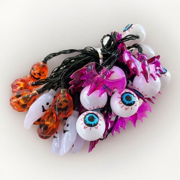 Halloween Eyeball & Bats Solar String Lights NEW Decorations - Picture 1 of 3